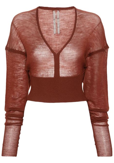 Brown fine-knit cropped jumper - women RICK OWENS | RO01D2686KM73